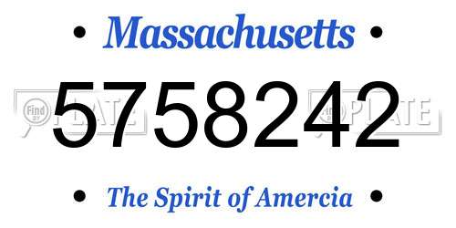 5758242 Massachusetts License Plate