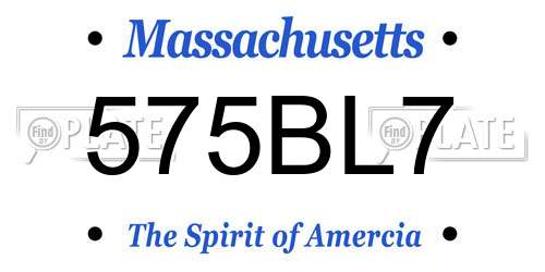 575BL7 Massachusetts License Plate