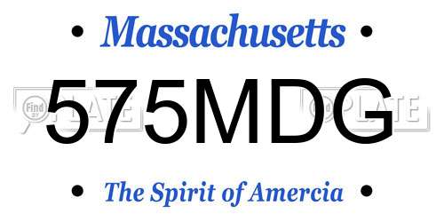 575MDG Massachusetts License Plate
