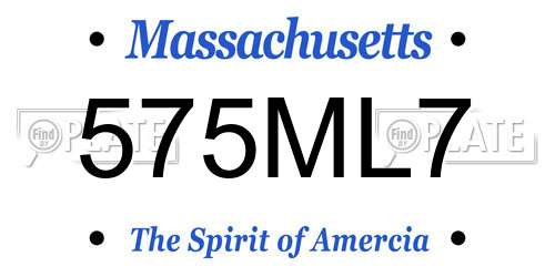 575ML7 Massachusetts License Plate
