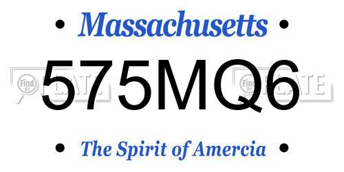 575MQ6 Massachusetts License Plate