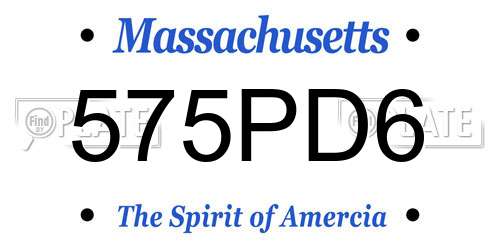 575PD6 Massachusetts License Plate