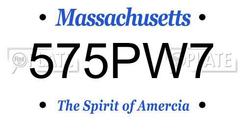 575PW7 Massachusetts License Plate