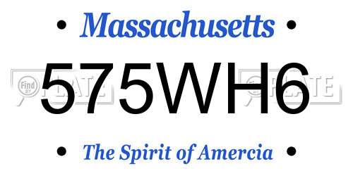 575WH6 Massachusetts License Plate