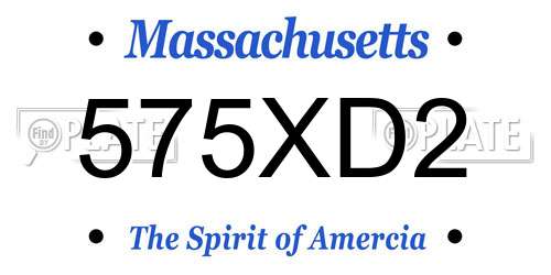 575XD2 Massachusetts License Plate