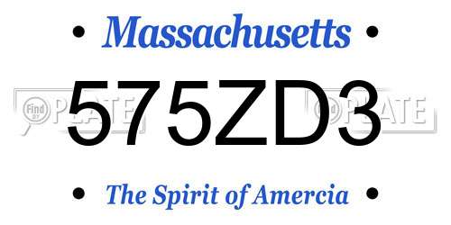 575ZD3 Massachusetts License Plate