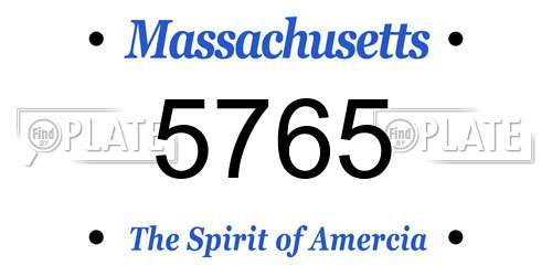 5765 Massachusetts License Plate