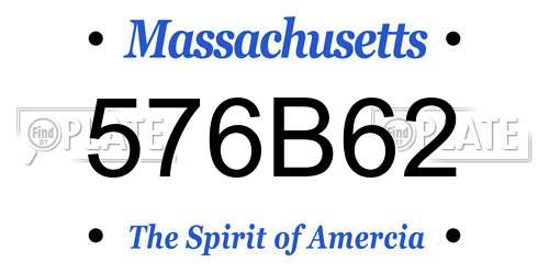 576B62 Massachusetts License Plate