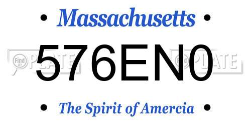 576EN0 Massachusetts License Plate