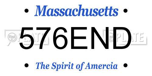 576END Massachusetts License Plate