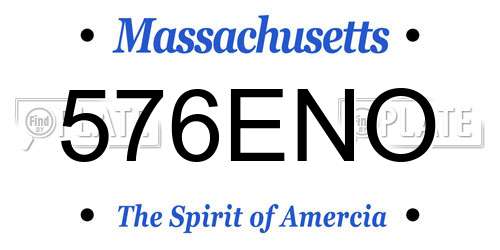 576ENO Massachusetts License Plate