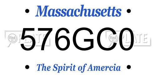 576GC0 Massachusetts License Plate