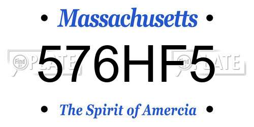576HF5 Massachusetts License Plate