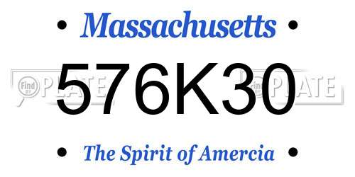 576K30 Massachusetts License Plate