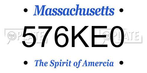 576KE0 Massachusetts License Plate