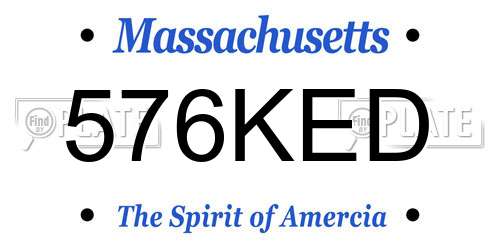 576KED Massachusetts License Plate