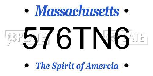 576TN6 Massachusetts License Plate