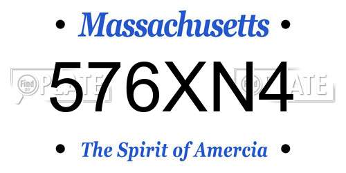 576XN4 Massachusetts License Plate