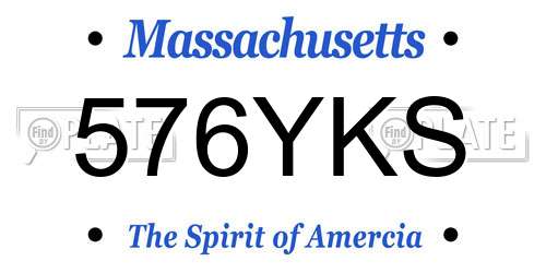 576YKS Massachusetts License Plate