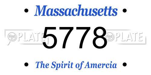 5778 Massachusetts License Plate