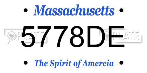 5778DE Massachusetts License Plate