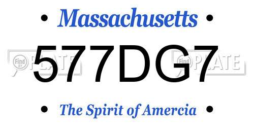 577DG7 Massachusetts License Plate