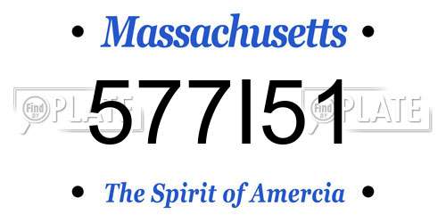577I51 Massachusetts License Plate