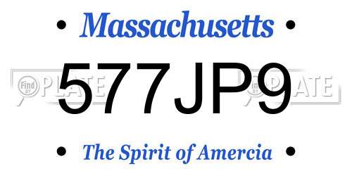 577JP9 Massachusetts License Plate