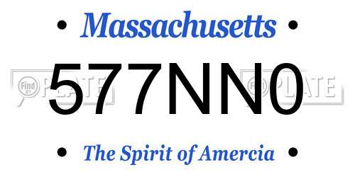 577NN0 Massachusetts License Plate