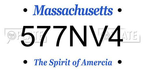 577NV4 Massachusetts License Plate