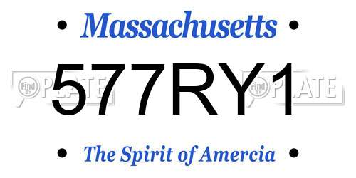577RY1 Massachusetts License Plate