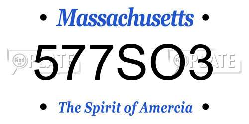 577SO3 Massachusetts License Plate