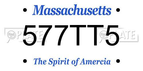577TT5 Massachusetts License Plate