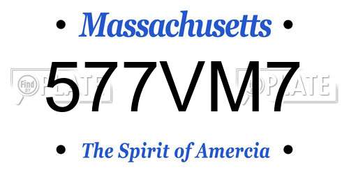 577VM7 Massachusetts License Plate