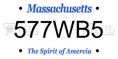 577WB5 Massachusetts License Plate