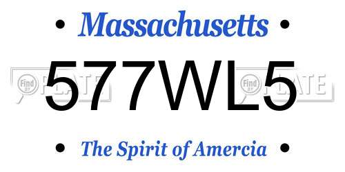 577WL5 Massachusetts License Plate