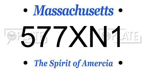 577XN1 Massachusetts License Plate