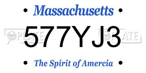 577YJ3 Massachusetts License Plate