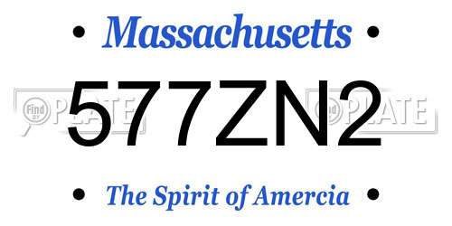 577ZN2 Massachusetts License Plate