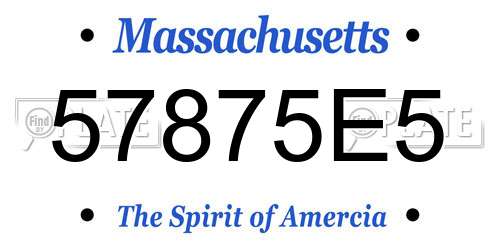 57875E5 Massachusetts License Plate
