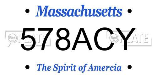 578ACY Massachusetts License Plate
