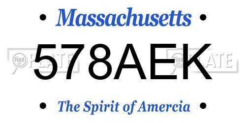 578AEK Massachusetts License Plate