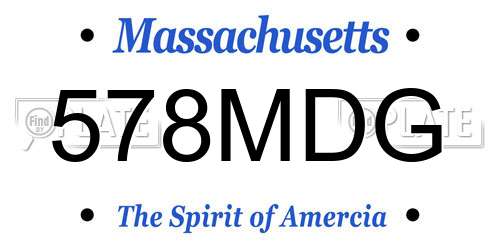 578MDG Massachusetts License Plate
