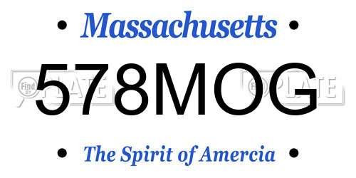 578MOG Massachusetts License Plate