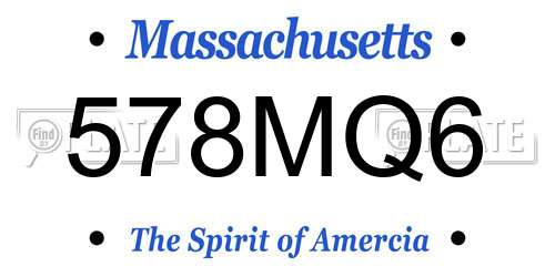 578MQ6 Massachusetts License Plate