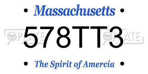 578TT3 Massachusetts License Plate