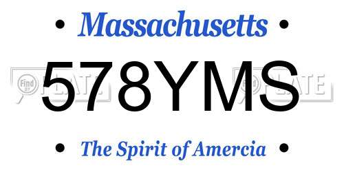 578YMS Massachusetts License Plate