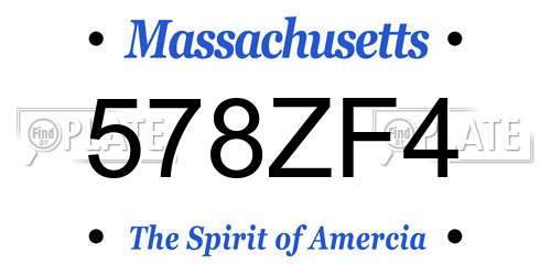 578ZF4 Massachusetts License Plate