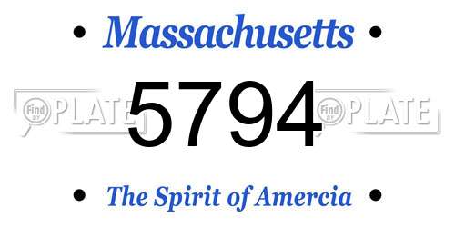 5794 Massachusetts License Plate