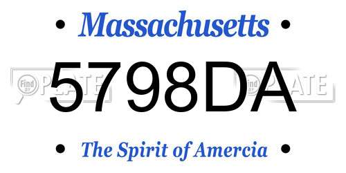 5798DA Massachusetts License Plate